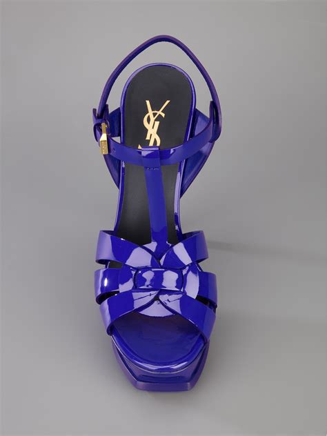 yves saint laurent blue tribute sandals|ysl tribute platform sandals.